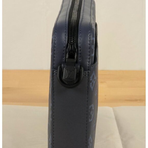 Louis Vuitton Duo Messenger Navy Shadow Calf Leather W/Strap & Removable PM Poch - Picture 9 of 16